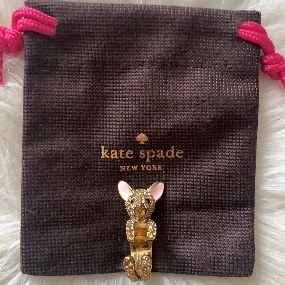 Kate Spade Chihuahua Dog Gold Rhinestone Ring